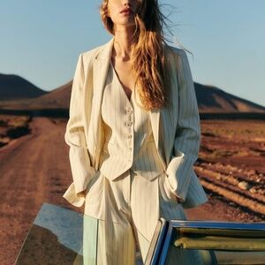 FREE WITH PURCHASE Pinstripe blazer fitted empire waist Y2K